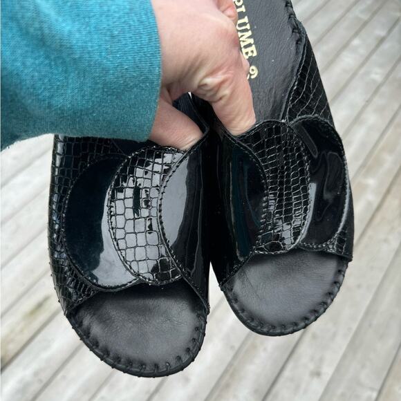 💜SALE: Anthropologie La Plume EU 39/US 8.5 Paola Black Leather Slip On Sandals - Picture 4 of 10